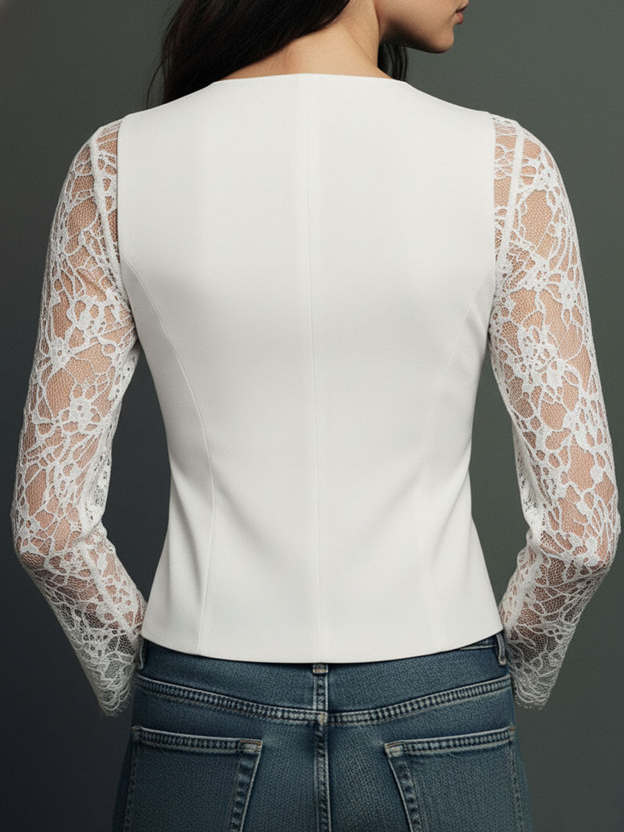 Avelle Paris | Haut Blazer Noir à Manches Semi-Transparentes Margaux