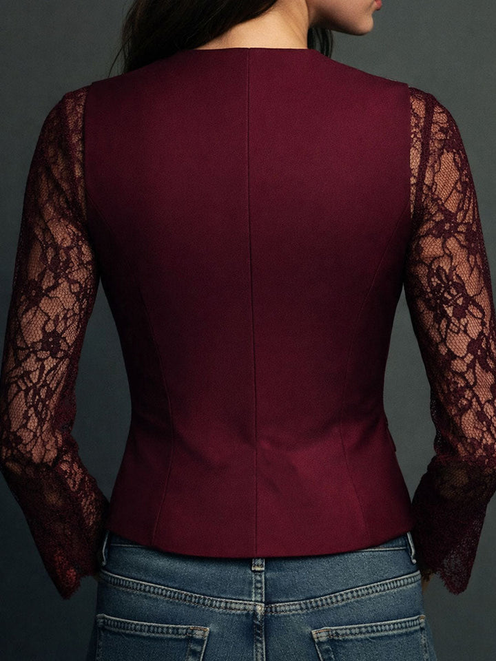 Avelle Paris | Haut Blazer Noir à Manches Semi-Transparentes Margaux