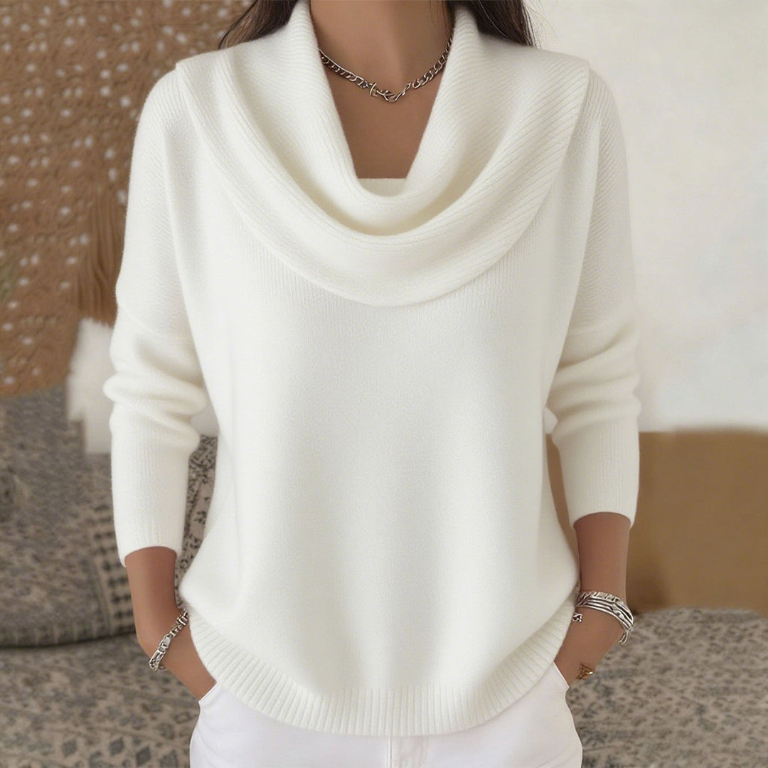 Avelle Paris | Pull Col Bénitier Drapé Céleste